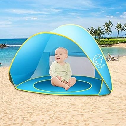 Nequare Baby Beach Tent Pop Up Tent Baby Beach Pool Sun Shelter Uv Protection Beach Shade For Baby And Familyblue