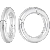 CREATCABIN 2Pcs Spring O Rings Gate Rings 925 Sterling Silver Snap Clip Small Clamp Clasps Round Smooth Clasp Closures Findings Connectors for Jewelry Making DIY Necklace Bracelet 12mm