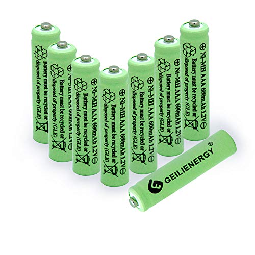GEILIENERGY Solar Light Batteries AAA Triple A NIMH 600mAh 1.2V Rechargeable for Garden Lights Remotes Mice (Pack of 8)