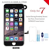 for iPhone 7 Screen Replacement Full Assembly LCD Touch Digitizer Display with Front Camera Facing Proximity Sensor Ear Speaker Repair Tools and Screen Protector Black