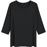 Latuza Women's Viscose Pajama Tops Crewneck 3/4 Sleeves Sleep Tee