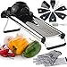 Chef's INSPIRATIONS Premium V-Blade Mandoline Slicer, Cutter, Julienne and Grater. Best For Slicing Food, Fruit and Vegetables. Includes 6 Inserts, Cleaning Brush, Blade Safety Sleeve. Stainless Steel