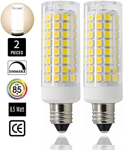 All-New-(102LEDs) E11 Led Bulbs, 7.5 Watt, 100W halogen bulbs replacement,750 lumens, JD T3/T4 E11 mini candelabra base 110V 120V 130 voltage input, CRI>85, pack of 2 (Daylight 6000k)