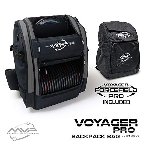 MVP Disc Sports Voyager Pro Backpack Disc Golf Bag with Forcefield Rainfly - Slate