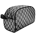 Makeup Bag Leather Travel Makeup Cosmetic Bag for Women Waterproof Makeup Organizer Purse Leather Large Capacity Toiletry Pouch Storage Makeup Tools Jewelry Foundation (Black)