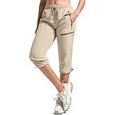 BVVU Women's Cargo Capris Hiking Pants Lightweight Quick Dry Joggers Outdoor Waterproof Workout Pants with Pockets
