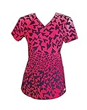 Grey's Anatomy Women's 2 Pocket Print V-Neck Top with Shirring Detail