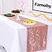 2pcs Rose Gold Sequin Table Runners,12 X 108 Inch Glitter Rose Gold Table Runner for Wedding Birthday Bachelorette Baby Shower Party Supplies