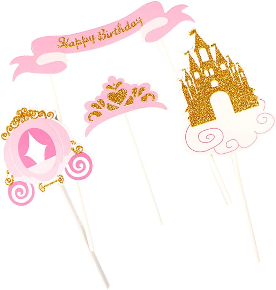 Amosfun 24pcs Joyeux Anniversaire Gateau Topper Cendrillon Theme Princesse Gateaux Toppers Choix Pour Enfants Filles Fete D Anniversaire Gateau Decoration Fournitures Amazon Fr Cuisine Maison