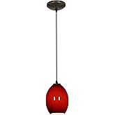 Brandy FireBird - E26 LED Cord Pendant - Oil Rubbed Bronze Finish - Red Sky Glass Shade