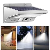 Stainless Steel Solar Lights, RAYKEY Super Bright 21 LED Wireless Waterproof Motion Sensor Outdoor 3 Modes Solar Powered Light for Deck, Patio, Yard, Garden with Motion Activated Auto On/Off