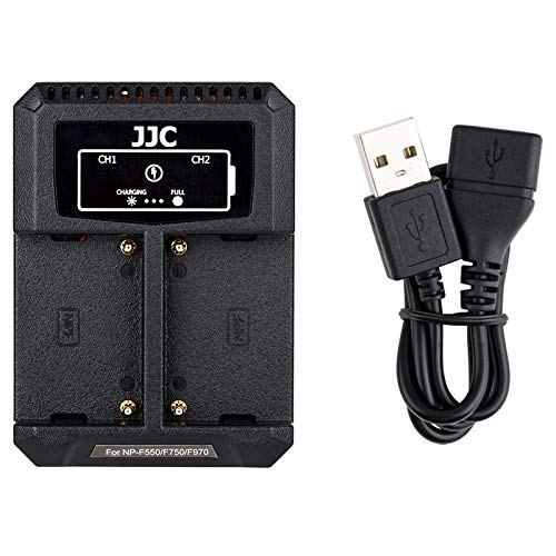 JJC NP-F550 USB Dual Battery Charger Adapter for Sony NP-F550 / F750 / F970 / FM50 / FM500H battery - USB input/QC 3.0 input Fast Charge Charger
