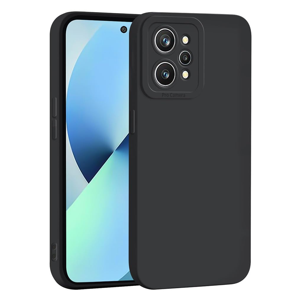 SEAHAI Case for Realme GT 2 Pro 5G (GT2 Pro), Ultra Thin Premium Soft Silicone Phone Cover with Thickened Camera Protection Design, Shockproof TPU Bumper Fashion Case Cover - Black