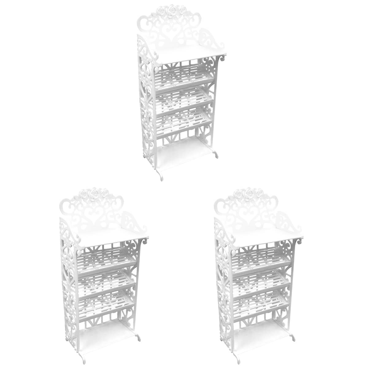 Photo 1 of 3 Pcs Plastic Doll Shoes Rack - White Dollhouse Shoe Organizer for Kids, Doll Accessories Storage, Furniture Playset