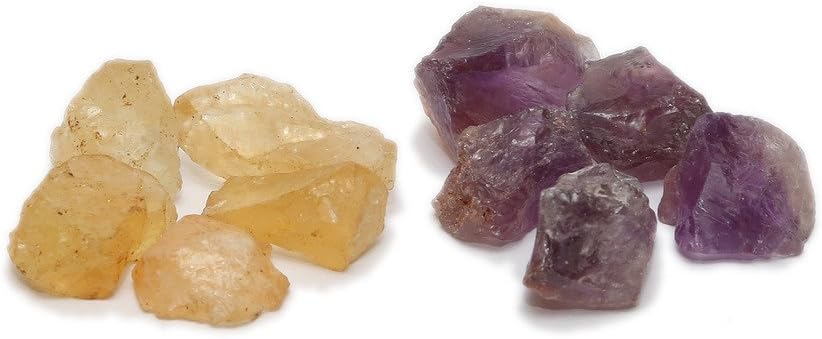Aqeeqee Natural Amethyst and Citrine Raw Chunks for Healing, Reiki, Vastu-5 Pieces