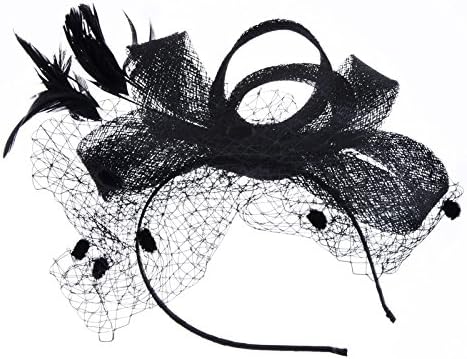 GRACEART Bowknot Fascinator Hats Veil Headband, Black - Image 3
