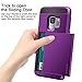 Vofolen Cover for Galaxy S9 Case Wallet Card Slot Holder Sliding Hidden ID Pocket Dual Layer Heavy Duty Protection Rugged Hard Shell TPU Bumper Armor Protective Case for Samsung Galaxy S9 (Purple)