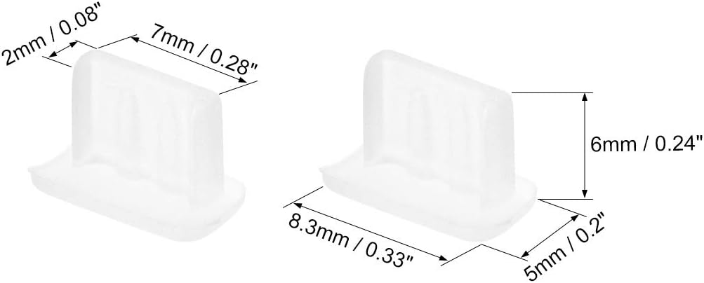 sourcing map 10pcs Mini USB Silicone Protectors Cap Port Cover Anti Dust 7mmx2mm Clear, Transparent - Image 3