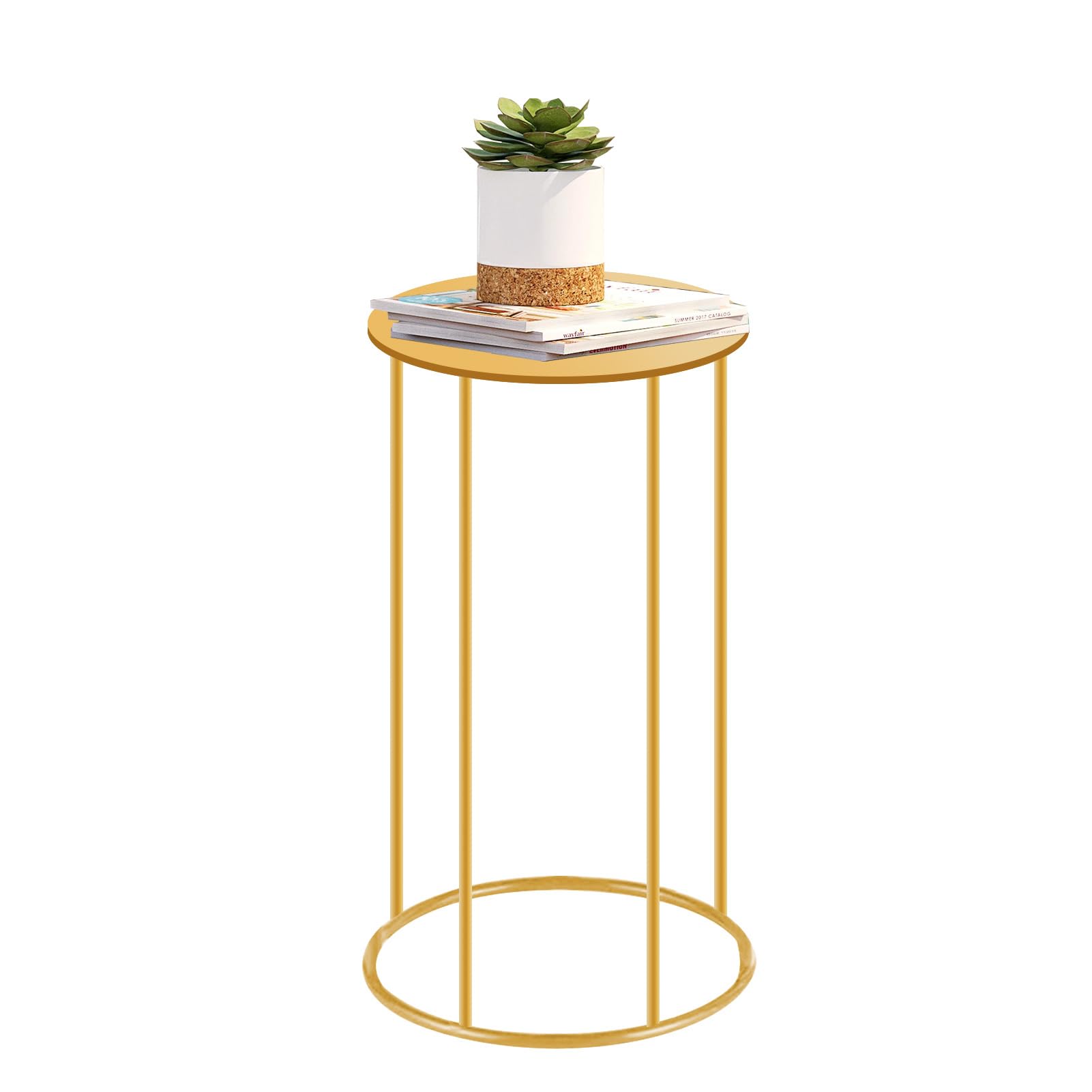 Photo 1 of GRETJOB 21.6x9.8 Inch Gold Pedestal Table - Accent Side Table for Living Room, Wedding & Party Decor, Plant Stand, Cake & Dessert Display Stand for Event Centerpiece