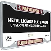 Desert Cactus Florida State University License Plate Frame Seminoles FSU Holder for Front or Back of Car Metal Car Tag Holder Officially Licensed (Slogan 1)