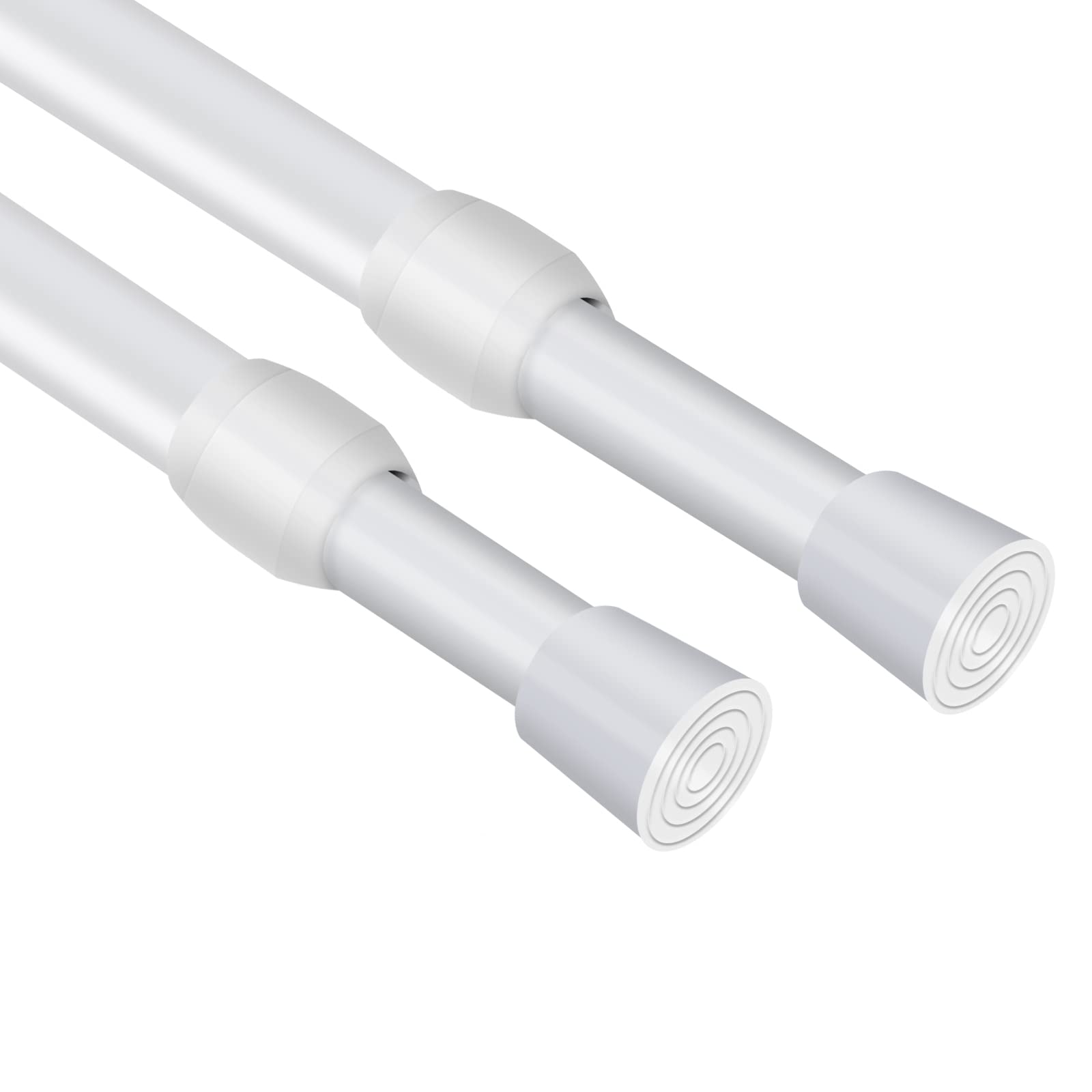 Vista Extendable Curtain Poles 83-150cm Tension Rods No Drill Extendable Curtain Rod Adjustable for DIY Projects, Kitchen, Bathroom, Bookshelf, Wardrobe, Cupboard, Window, 2 Pack White