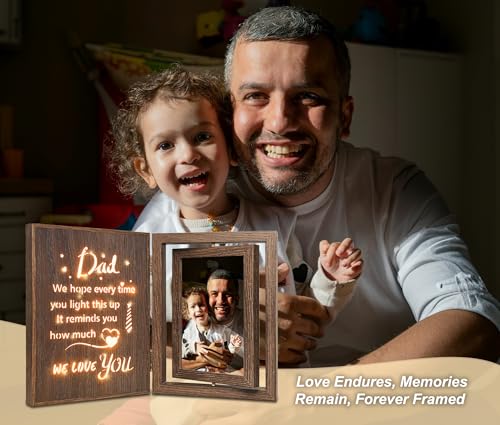 Light Up Dad Picture Frame Father's Day Birthday Gifts Dad from Daughter Son, Holds 2 4x6 Photos