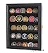 DisplayGifts Military Challenge Coin Display Case Poker Chips Holder Wall Cabinet Showcase Storage Rack with 5 Shelves for Coin Collection Solid Wood Wall Mount Black Finish Frame