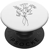 Gray White Floral Flower Wildflower PopSockets Adhesive PopGrip