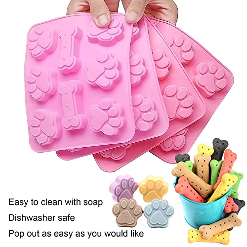 Dog Treat Molds, 7 Pack Silicone Puppy Dog Paw and Bone Molds, Dog