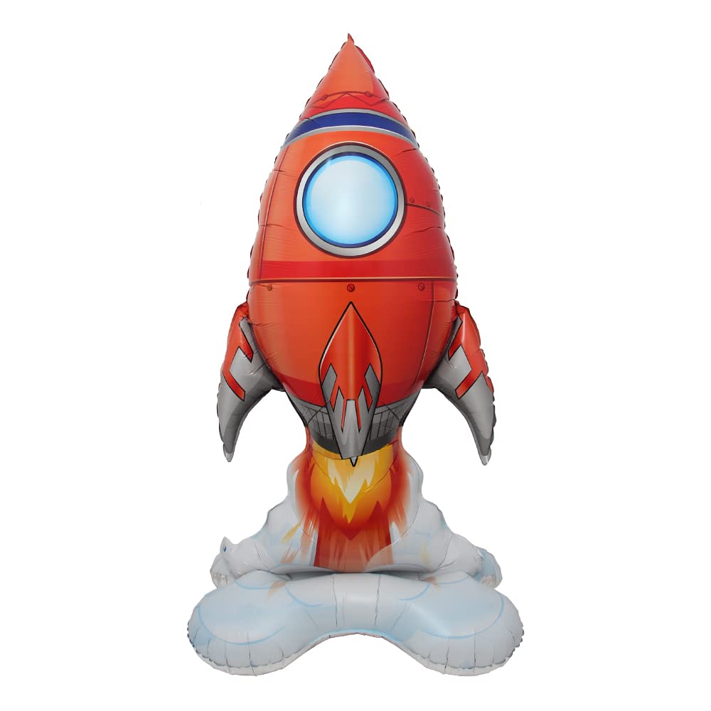 Photo 1 of 4D Standing Giant size SelfStand Rocket Astronaut Party Balloons UFO Helium Aluminum Balloon Outer Space Theme Birthday Party Decor Kids Boys Toys Party Supplies (SelfStand Rocket)