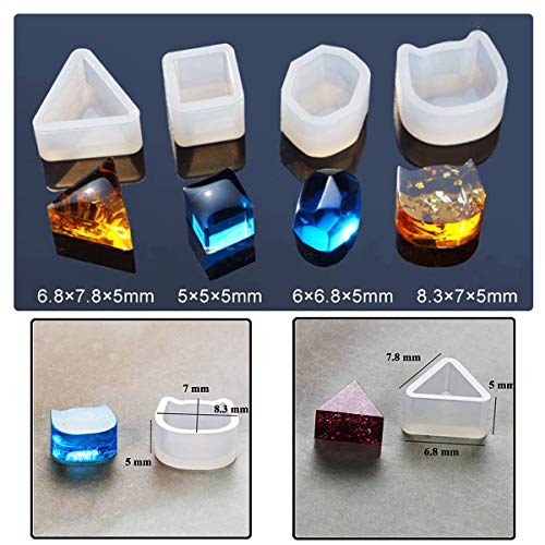 36 PCS Stud Earring Mold Tool Included 9 PCS Silicone Resin Mould, 20 PCS Stud Earring and 8 PCS Ear Hook, Woohome Casting Moulds Clear Tiny Ear for DIY Jewelry Craft Making