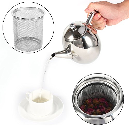 Zunate Teekanne kaffeekanne mit Filter,Edelstahl Teebereiter Kaffeekanne Teekanne mit Siebeinsatz,Dauerhafter,groÃer Kapazität,1L / 1.5L (1L) – Bild 5