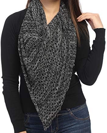 Women's Cotton Knitted Solid All Season Scarf (SCRDULBLK, White and Black, Free Size)