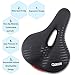 Cycloving Comfortable Gel Bike Seat with Bright Taillight, Memory Foam Padded Leather Wide Bicycle Saddle Fit Most Men Women Bikesthumb 1