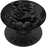 Cute Black Roses Flower Pattern Black Roses Silhouette PopSockets Adhesive PopGrip