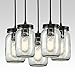 EUL Rustic Mason Jar Semi Flush Mount Ceiling Light 5-Light Pendant Lighting Fixture Oil Rubbed Bronze