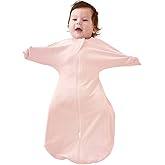 ZIGJOY Baby Transitional Swaddles for Newborns: 0.5 Tog Arms Up Sleep Sack 3-6-12 Months Soft Cotton Shark Fin 2 Way Zipper