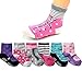 Elesa Miracle Non-skid Baby Girl Toddler Mary Jane Socks, 6 Pairs, Anti Slip, for 12-18 Months