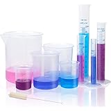 APLANET Plastic Graduated Cylinders and Beakers, 10ml, 25ml, 50ml, 100ml Cylinders with 50ml, 100ml, 250ml, 500ml, 1000ml Bea