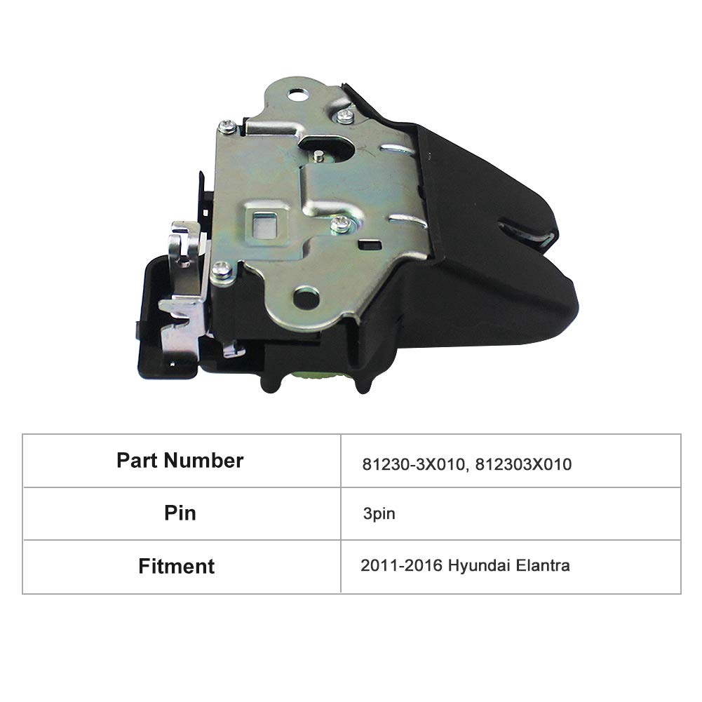 Dade New Rear Tailgate Trunk Lock Latch fit for 20112016 Hyundai Elantra 81230 3X010 Motors