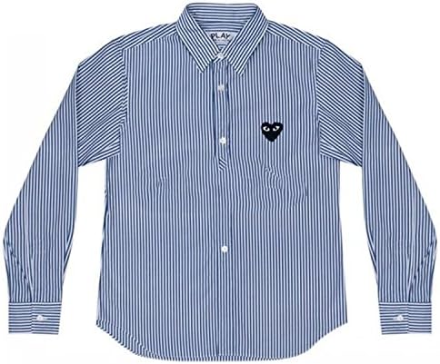 CDG play new striped shirt 3 color male and female models (male S, Dark blue Stripes)