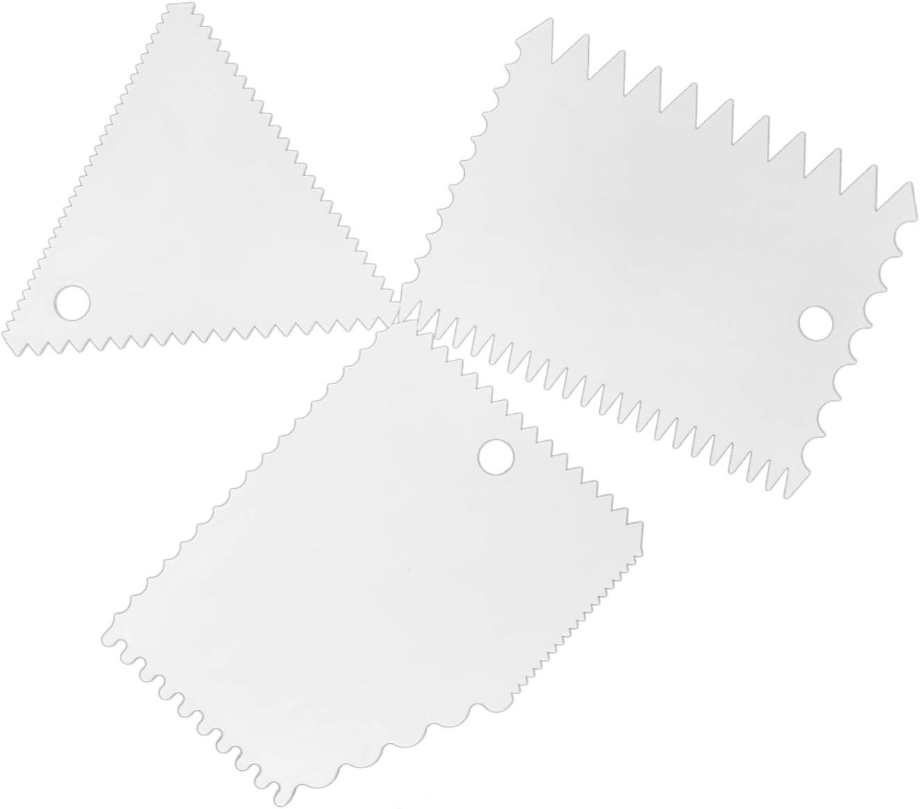Honbay 3PCS Plastic White Cake Decorative Scraper Set Cake Decorating Comb Icing Smoother Clay Scraper Cakes Edge Decorating for Kitchen Baking