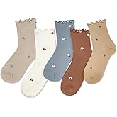 Flerivva Women Cute Ruffle Socks Cotton Casual Athletic Frilly Ankle Sock Checkered/Plaid