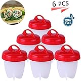 Egg Cooker Hard Boiled Egg Cooker Without Shell Cooking Egg cookers Food Grade Silicone Non Stick Silicone Poacher Egg Cooker,Singerhuas Egg Boiler No Shell,Boiled Egg Maker 6 Egg Cups (6 Pcs)