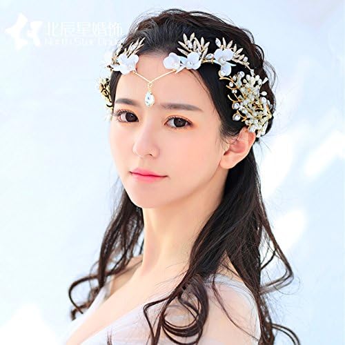 YiXinZhaiPei Women's Golden Rhinestone/ crysta /flowers/l hair hoop/ crown/bride headdress/ annual party/ wedding gown accessories