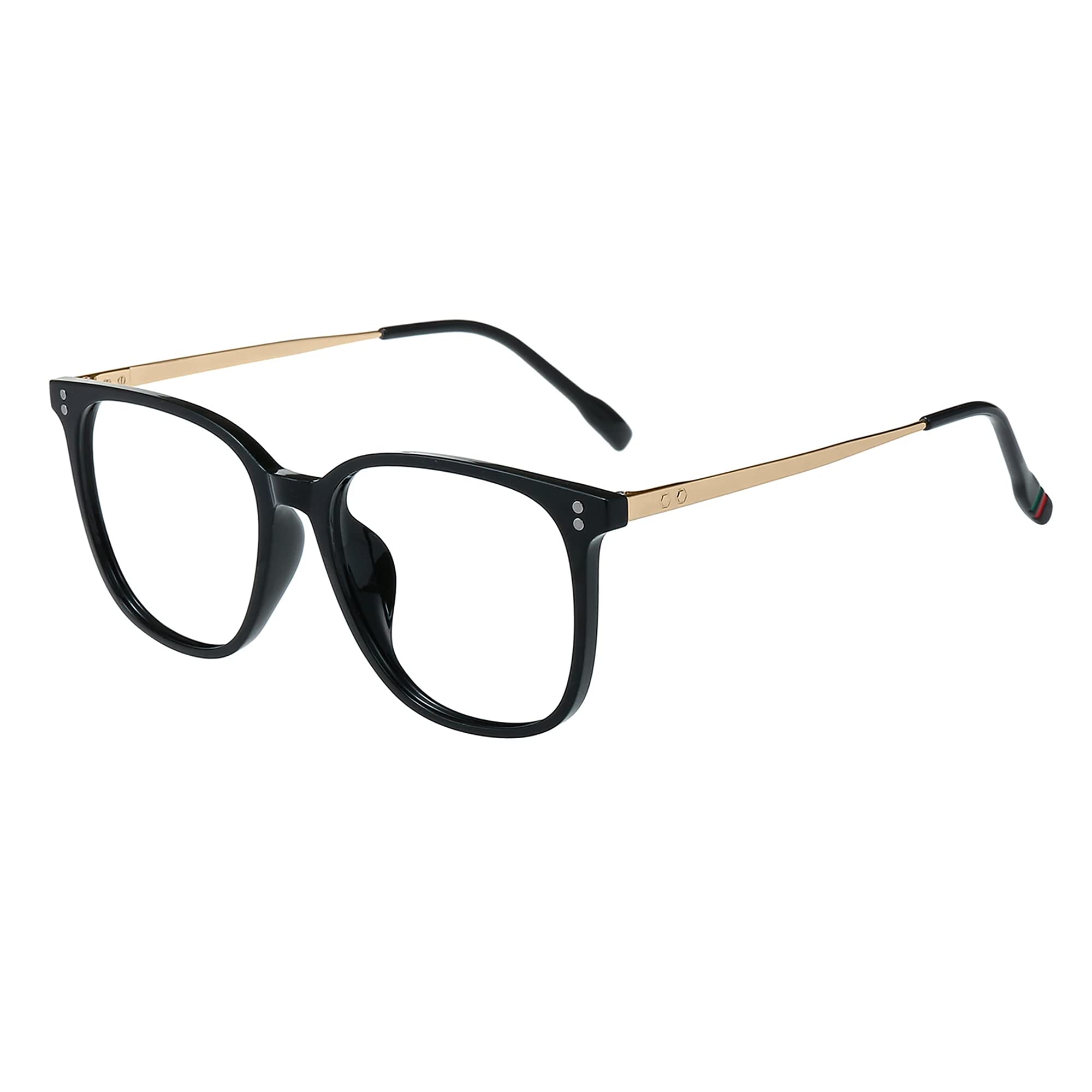 Photo 1 of GUDVUE Oversized Blue Light Glasses, Computer Reading/Gaming/Phones Glasses, Anti Glare/UV400/Eye Strain, Large Square Frame, Matte Black Gold