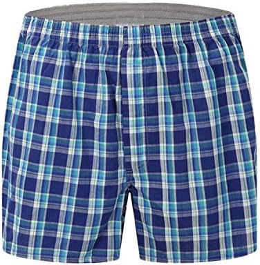 9 Colors Classic Plaid Men's Boxers Quality Cotton Quick Dry Mens Underwear Soft Boxer Shorts with Elastic Waistband Men s Sky Blue