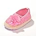 LIVEBOX Baby Girls' Crochet Knit Soft Sole Anti-Slip Mary Jane Bow Infant Prewalker Toddler Sandals (S: 0~6 months, Flower-Pink)