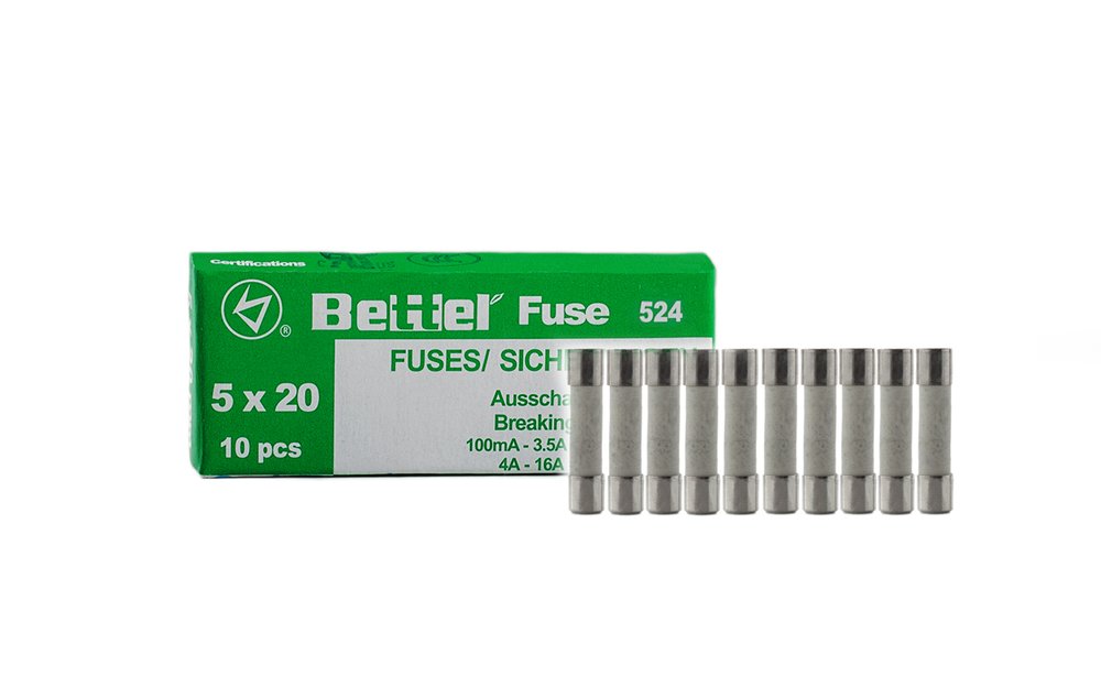 Pack of 10 Ceramic Fuses 1A Slow 5 x 20 mm