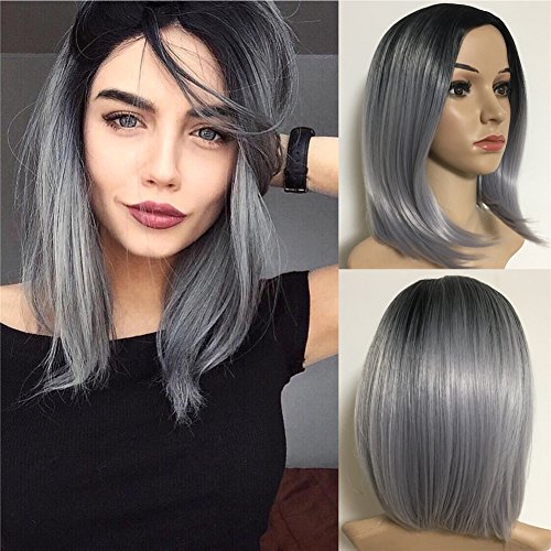 Amazoncom Synthetic Bob Straight Hair Wigs Dark Roots